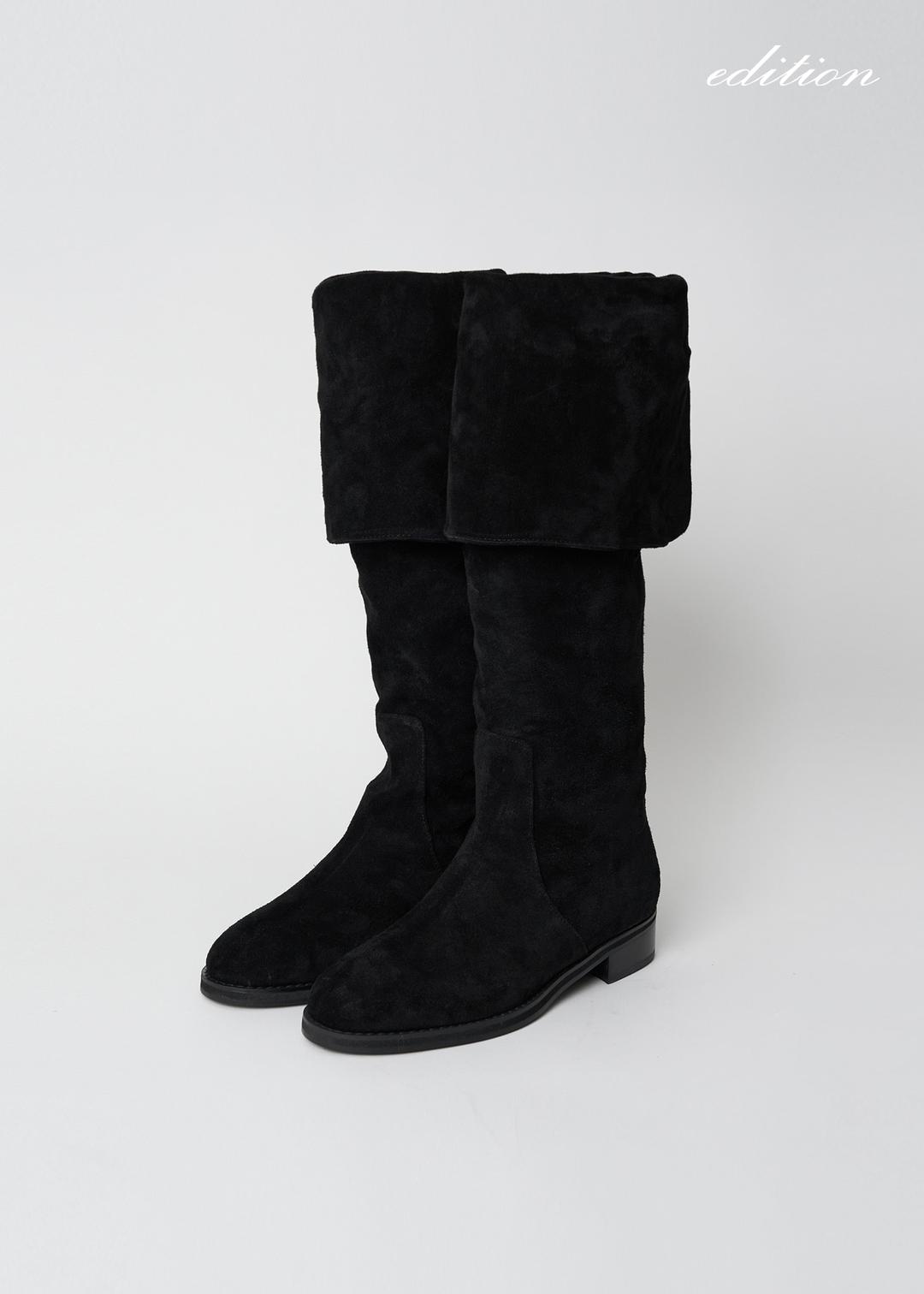 Suede long boots (black)