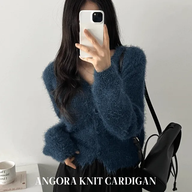 국내생산/고퀄👍] 폭닥☃️앙고라 솜솜 세미크롭 퍼 니트 가디건 - 6color
