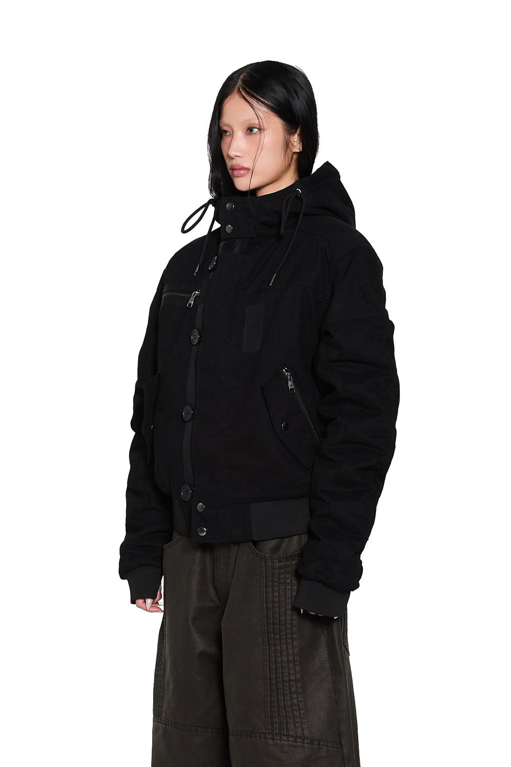 [11.26 예약 배송] Button Placket Cotton Ma-1 Jacket (Black)