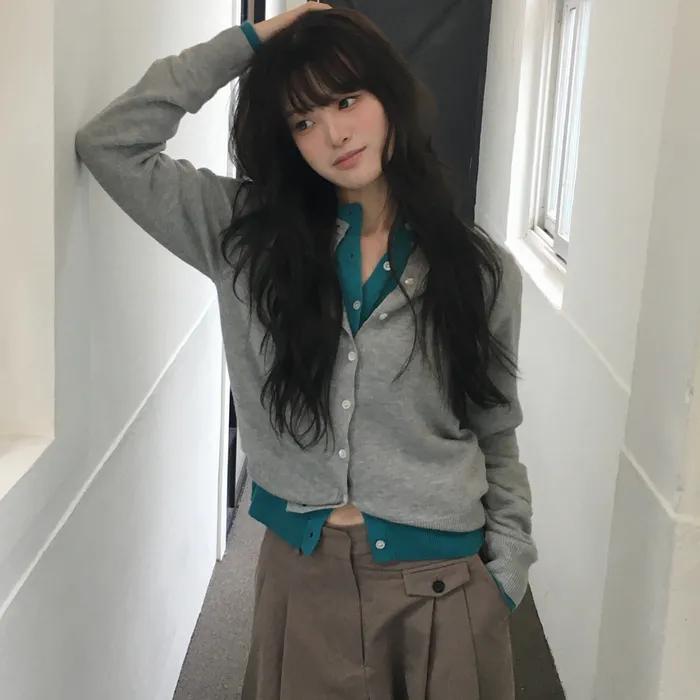 [민제 pick] Essential Round Knit Cardigan Melange grey