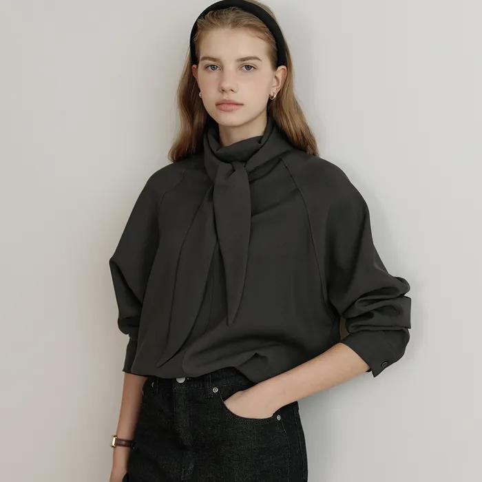 comos 1651 scarf raglan blouse (charcoal)