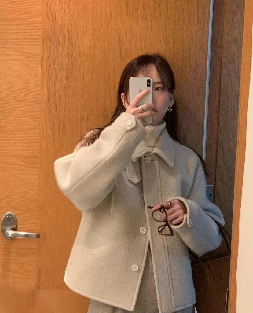 여성 겨울자켓 짧은 코트 핸드메이드 크롭 세미오버핏