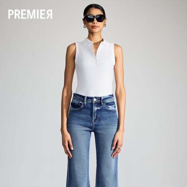 프리미어 하이웨이스트 와이드 플레어진 네싸