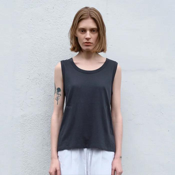 SIDE LOGO BOXY TANK TOP (navy)