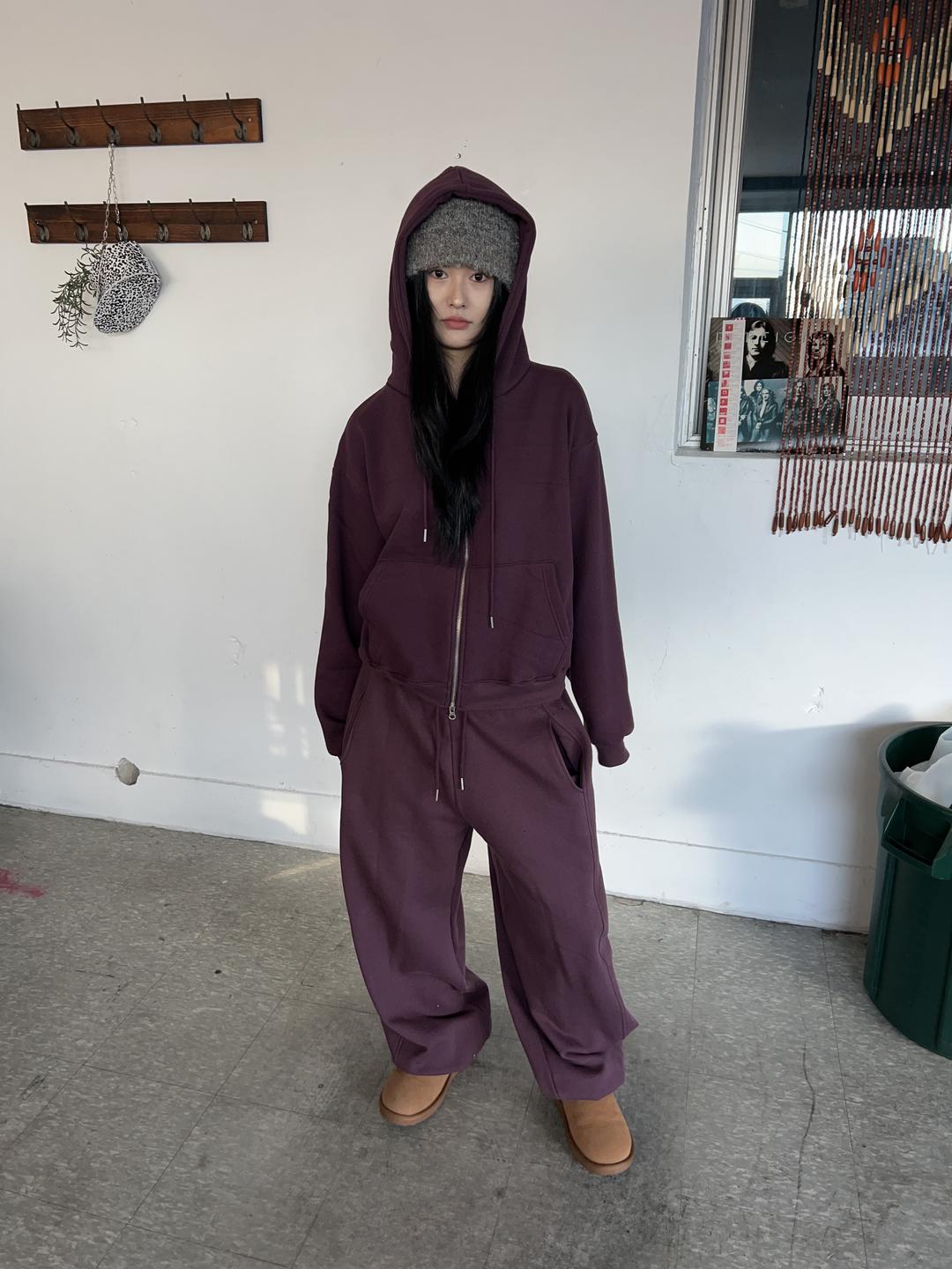 sugar string fleece two-way hoodie