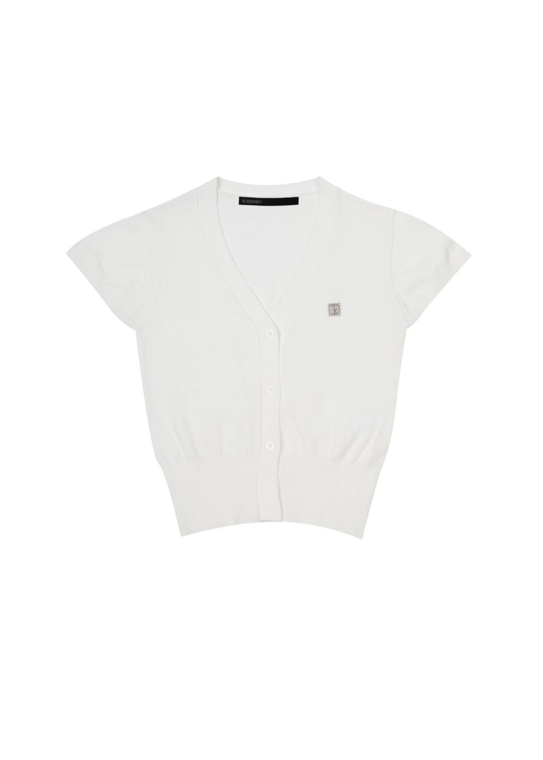 Y SYMBOL HALF CARDIGAN, IVORY