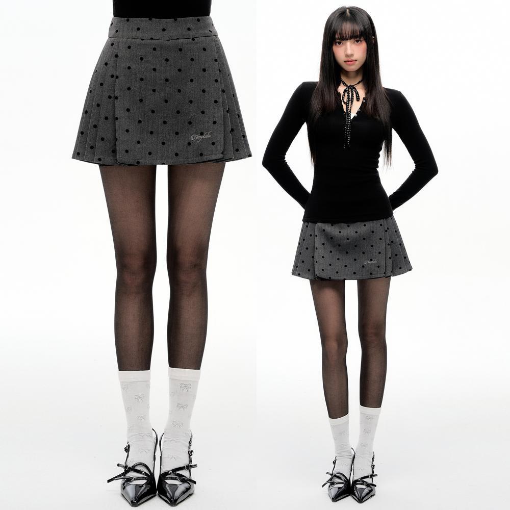 NECYSTUDIO 폴카 도트 플리츠 스커트