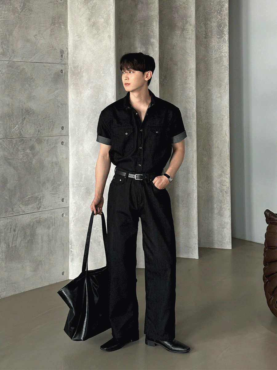 [ 시크한 무드로 한여름 스타일링 완성 ] 듄 웨스턴 데님 반팔 셔츠(Set - up Shirt )