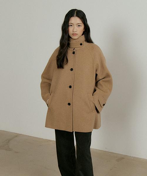 handmade wool half coat-camel