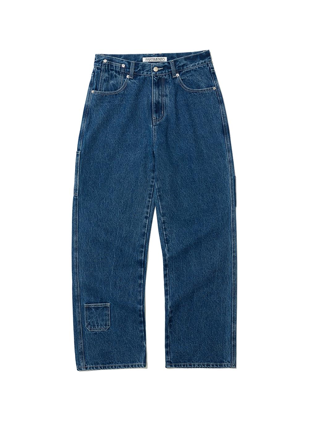[WOMEN] POCKET POINTED WORK JEANS_MID BLUE