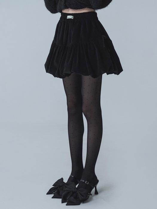 CORDUROY BALLOON RIBBON SKIRT PANTS_BLACK