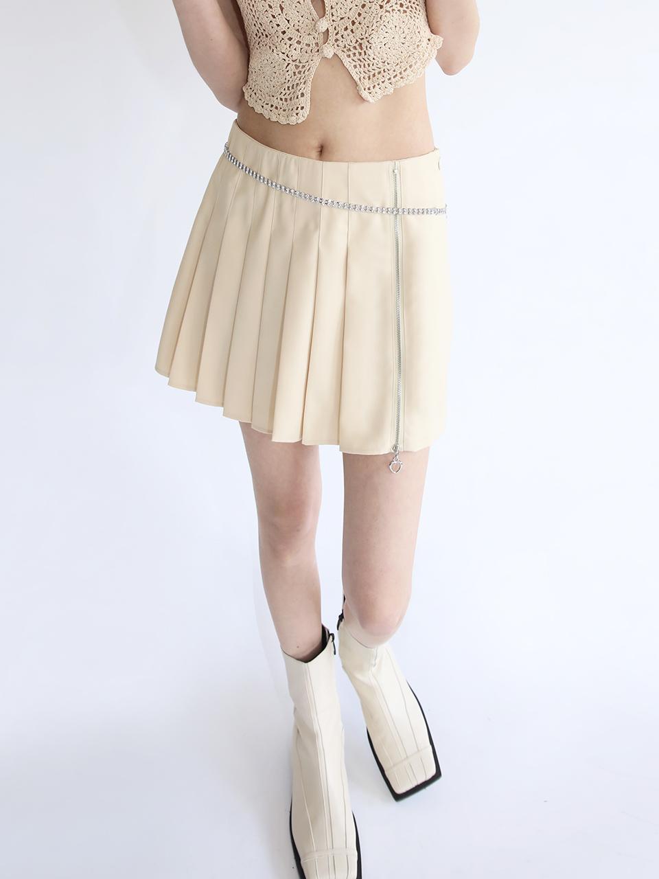 PLEATS ZIPPER WRAP PANTSKIRT BUTTER