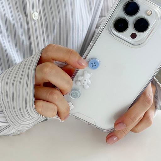 블루버튼 레진 케이스💙곰돌이 핸드메이드 아이폰 17