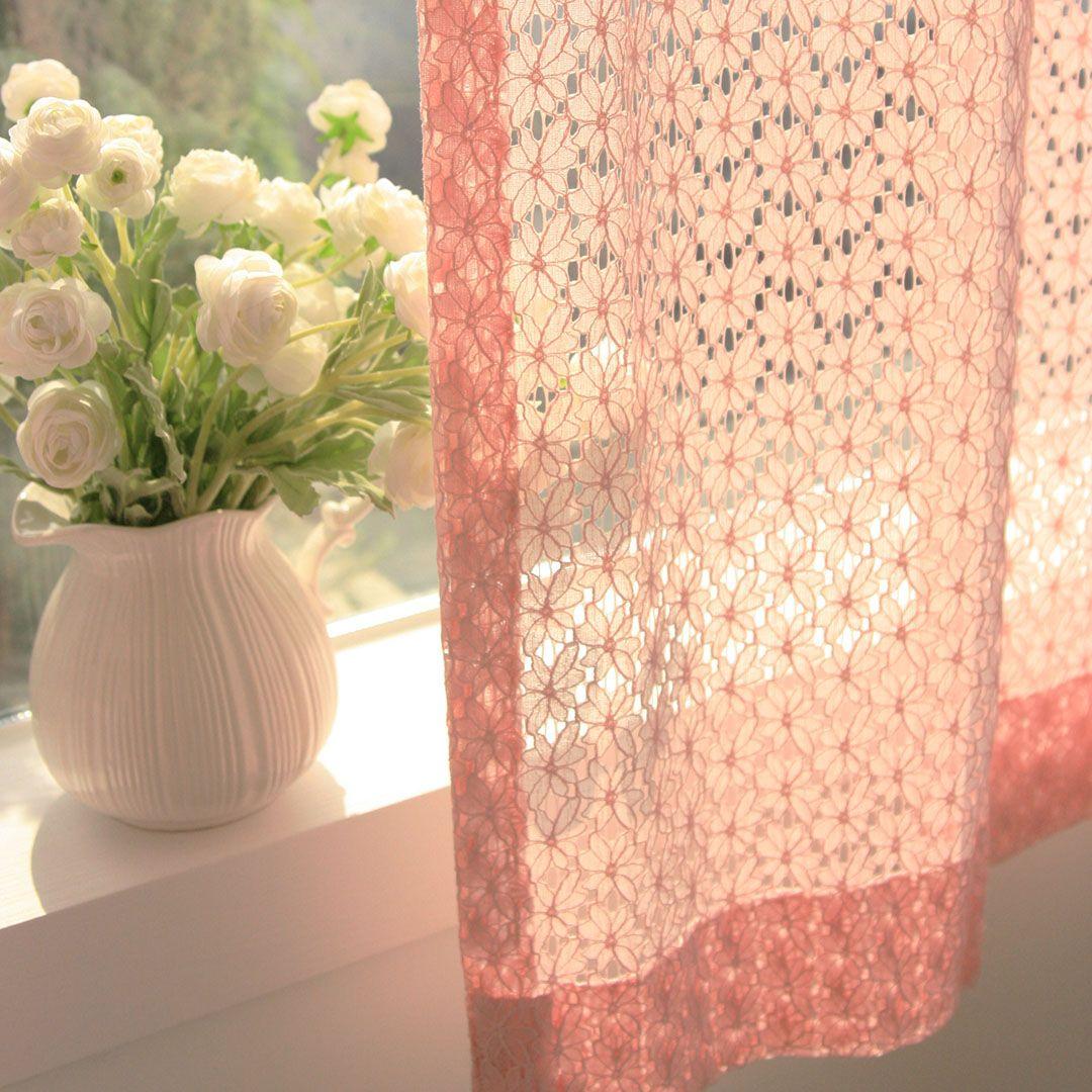 (맞춤제작) 빈티지 플라워정원 레이스커튼-핑크