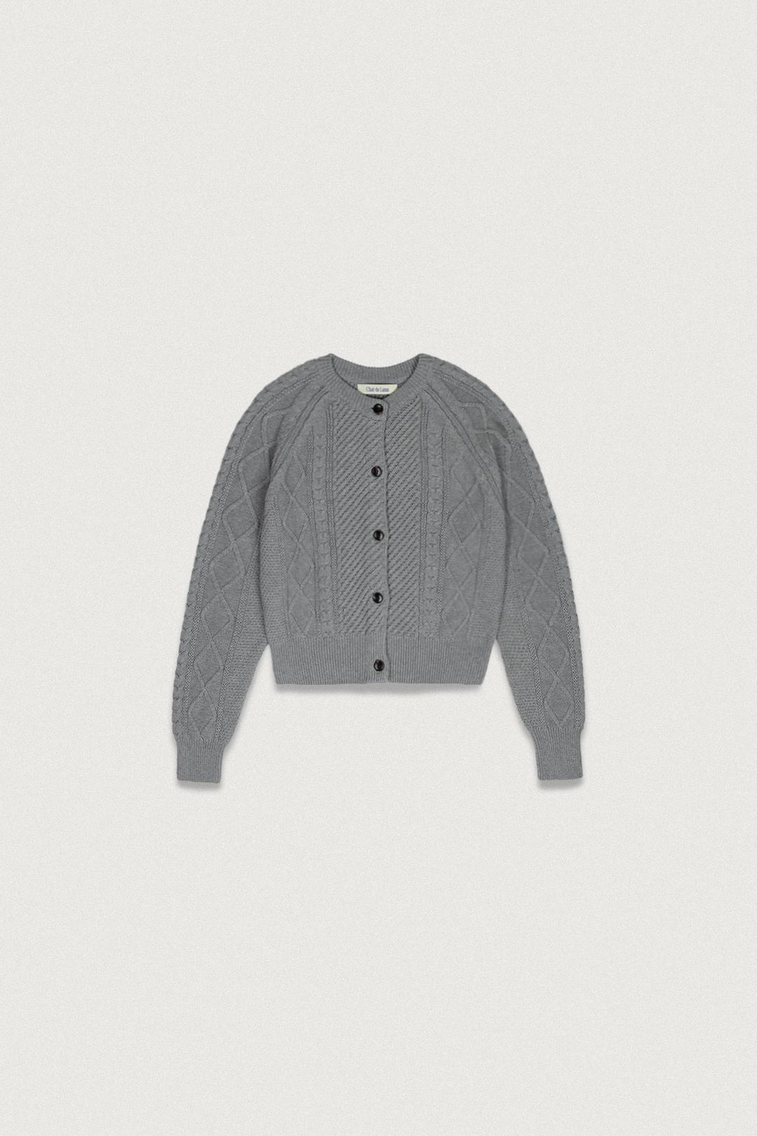 COTTON CABLE KNIT CARDIGAN [MELANGE GRAY]