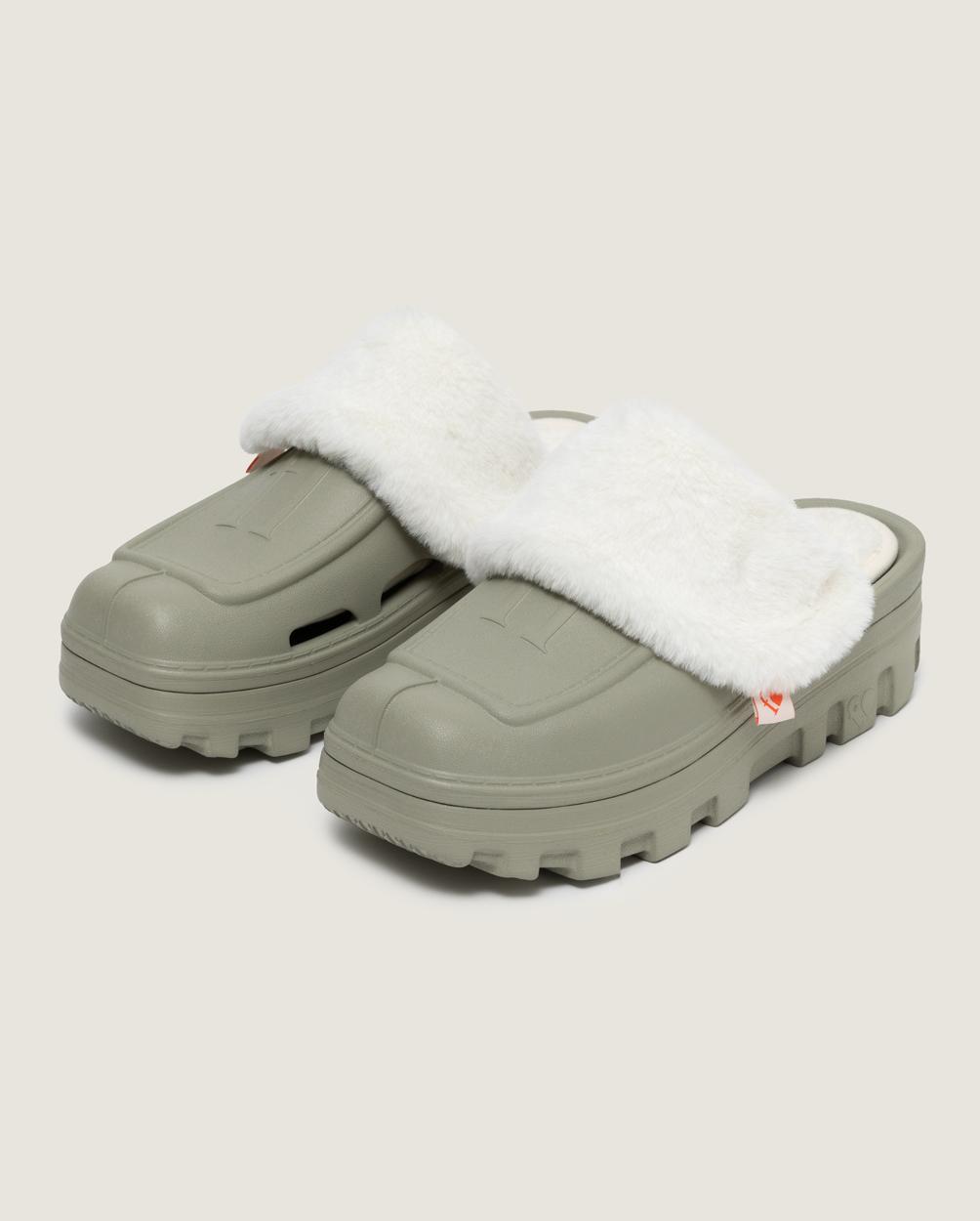 [SET] Nube fur socks & Nube mule_Light Khaki