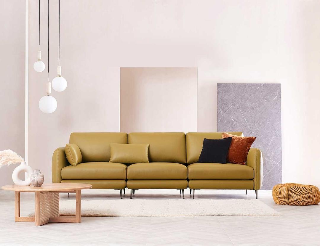 하모니 모듈 3.5인 천연면피 소가죽 소파