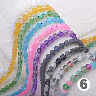 [3-600] 원석 라운드 6mm 무광월광석 12color (유리) {팔찌재료} (반줄/2줄)