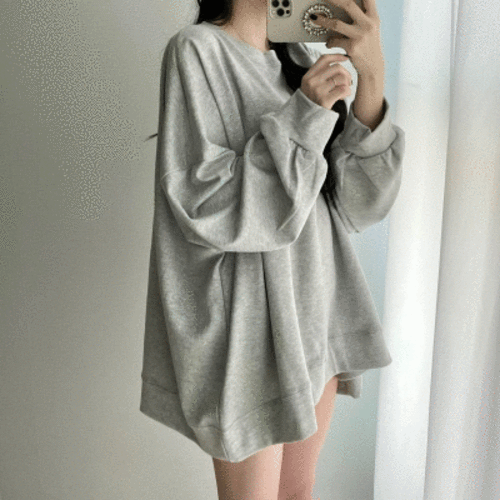 [1+1/무배/사계절교복템] 오버 루즈핏 무지 가오리 박시 소매 벌룬 트레이닝 빅사이즈 맨투맨 원피스 봄 여름 가을 겨울 티셔츠 (블랙, 그레이, 화이트, 소라, 핑크, 베이지)