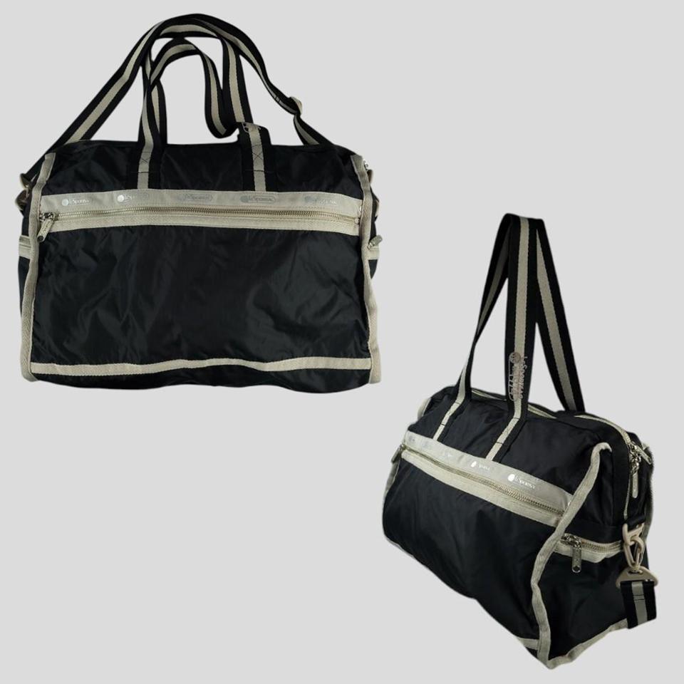 LESPORTSAC 레스포색 레스포삭 블랙 아이보리 배색 립스탑 투웨이 나일론 핸드백 숄더백 크로스백 가방