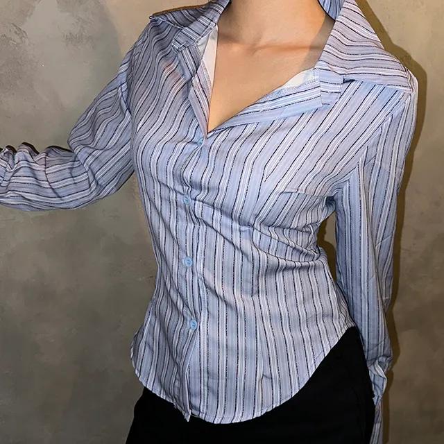 [주문폭주/소장추천] 긱시크룩 세로 스트라이프 와이드 커프스 셔츠