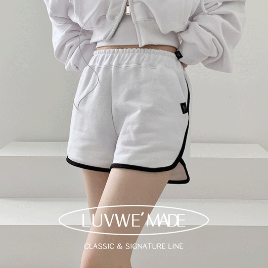 신상7일만특가💓[🚀당일출고][MADE/3부/질좋은❤️] 베베 3부 라인 배색 랍바 돌핀팬츠 트레이닝 숏팬츠 반바지 마이크로 쇼츠 (6color) LUVWE' made