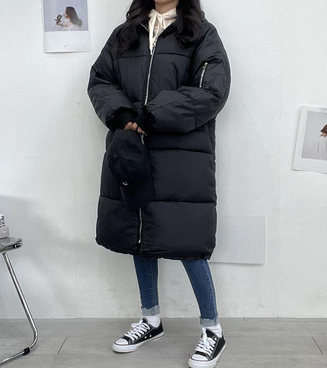 [웰론] 포근 오버핏 베이직 롱패딩