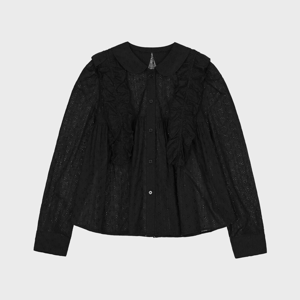 RUFFLE LACE SHIRT (BLACK)