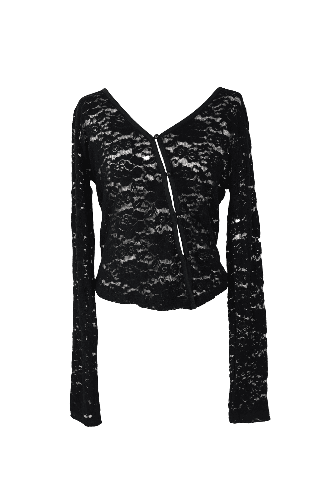 [Sepia] Flower unbal cardigan (Black)