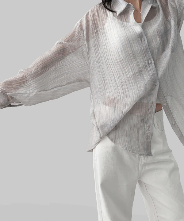 데이븐 시스루 스트라이프 셔츠