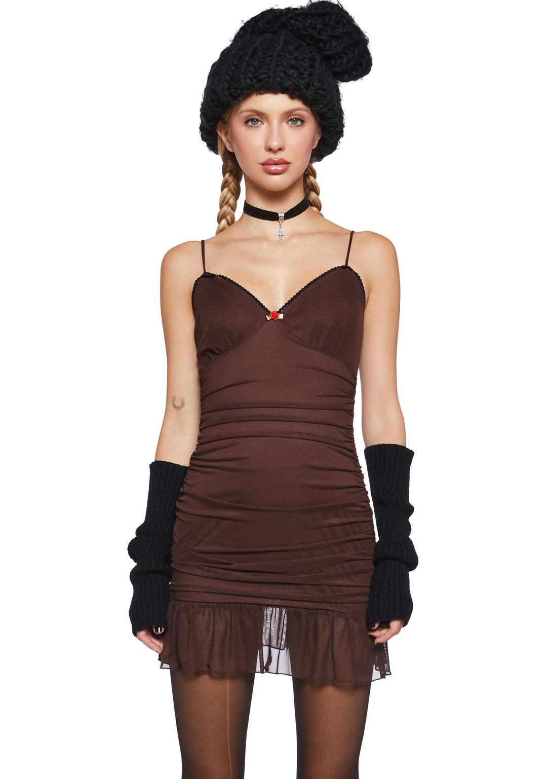 Lasting Thoughts Mini Dress - BROWN / Small