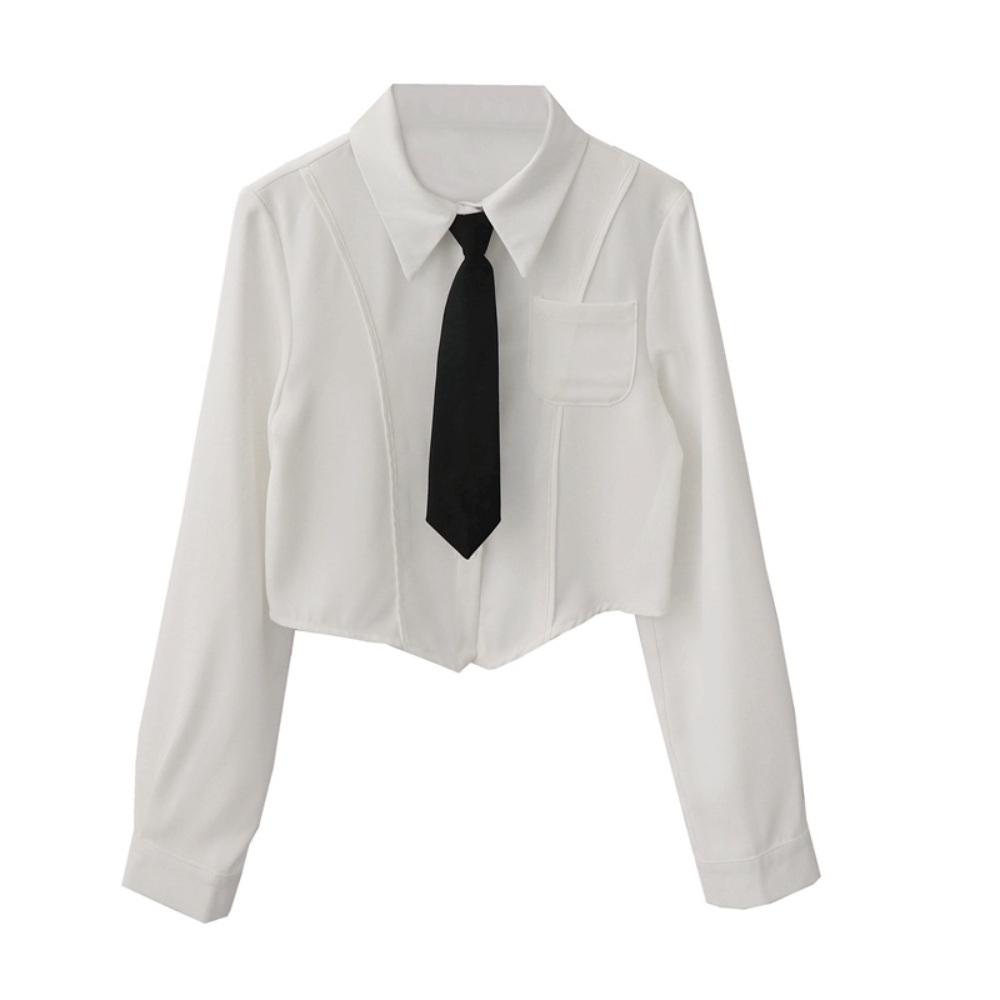 블랙 타이 화이트 셔츠