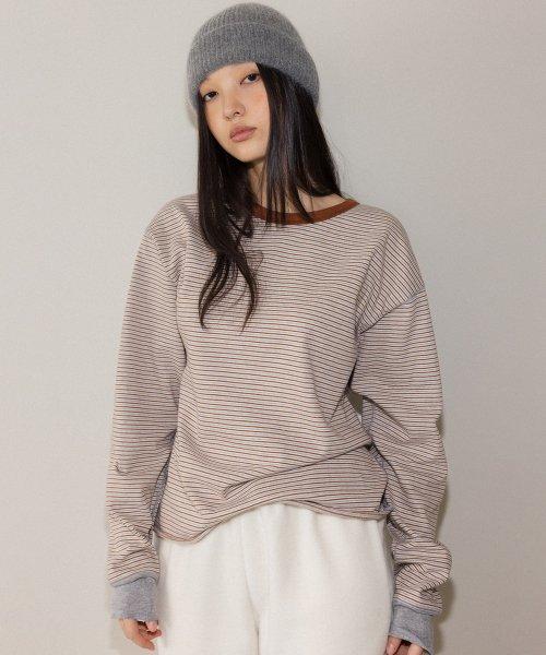 Stripe loose long sleeve (brown)