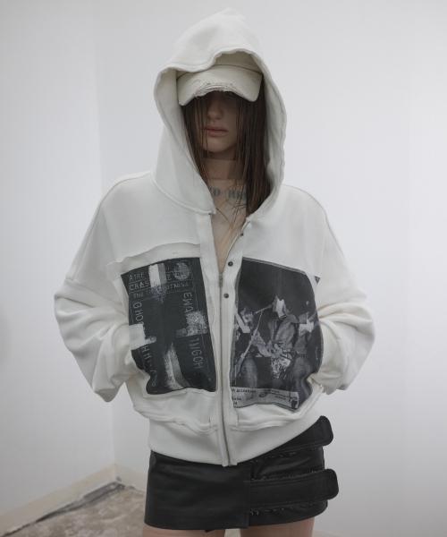 PATCH ZIP-UP HOODIE IVORY