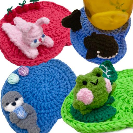 🔥파격 할인🔥 Lazy 애니멀 뜨개 티코스터🐶🐷