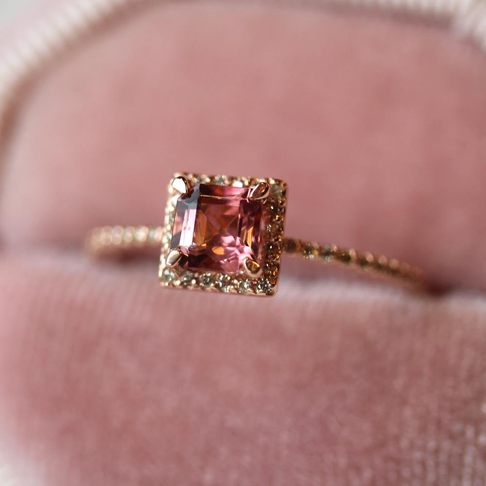 Aveline pink touramline ring