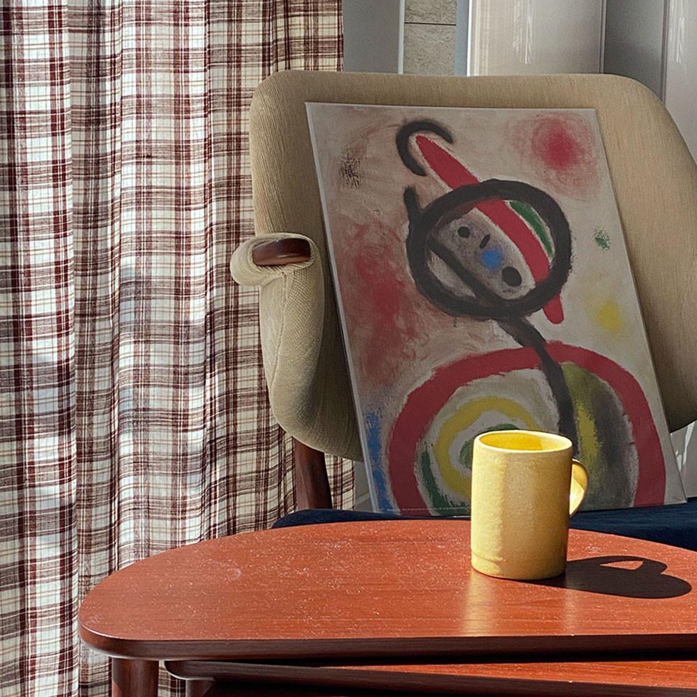 초콜렛 브라운 체크커튼