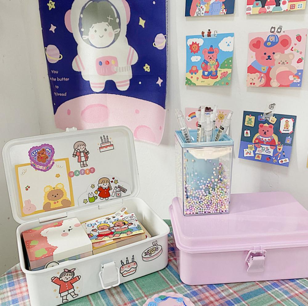 사각틴케이스 마스킹테이프정리 미니 수납 빈티지 책상 정리함