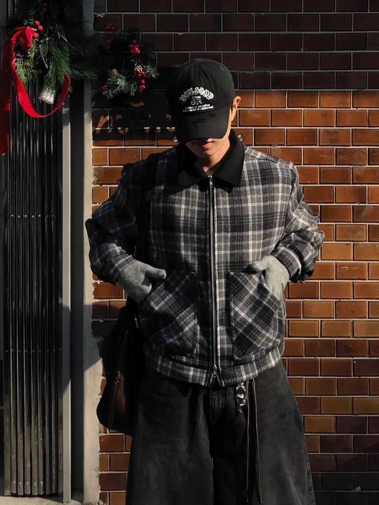 노마드 울 체크 점퍼 1C