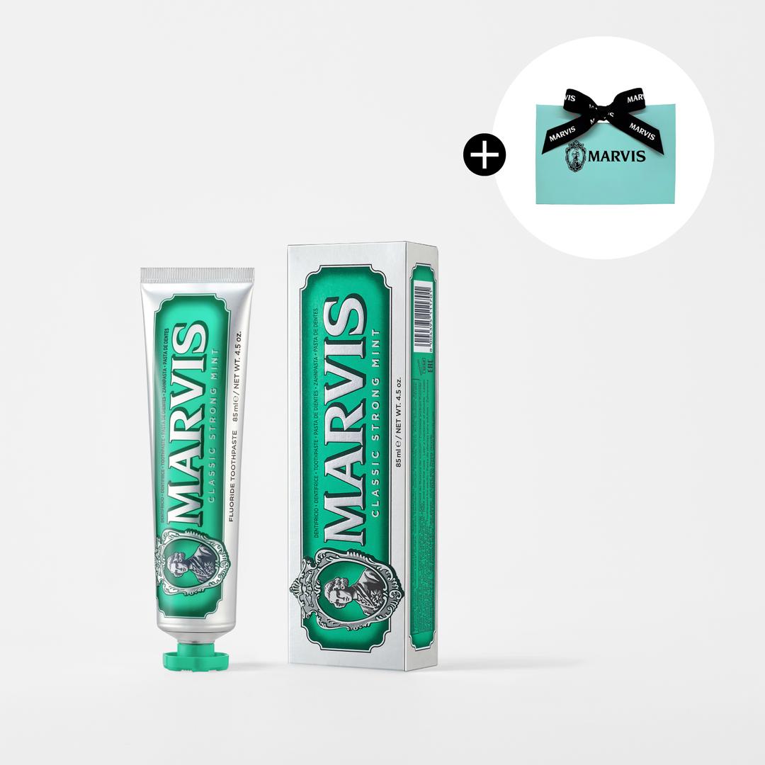 [마비스 코리아] 마비스 클래식 스트롱 민트 치약 85ml + 미니쇼핑백