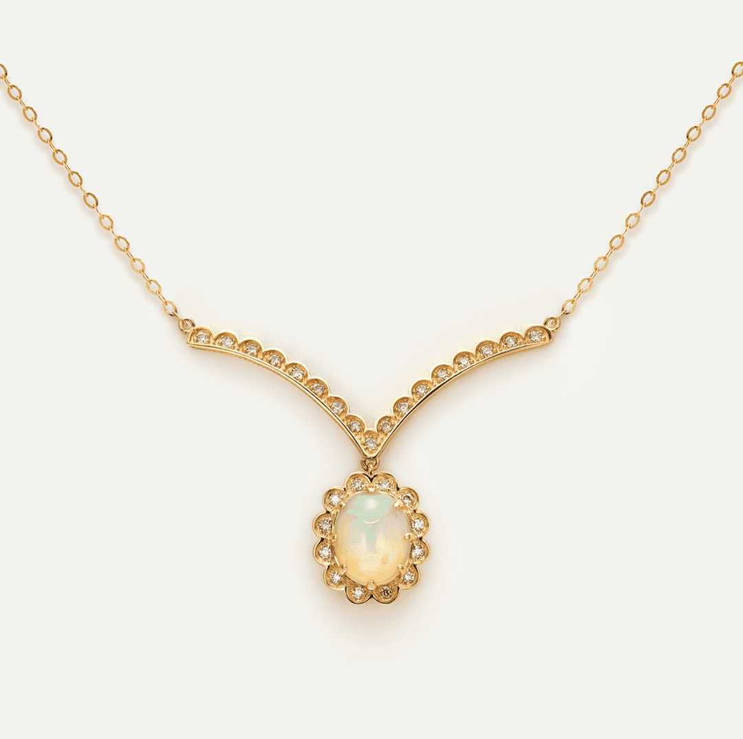 14k 알리숨 천연오팔 목걸이 BF034N