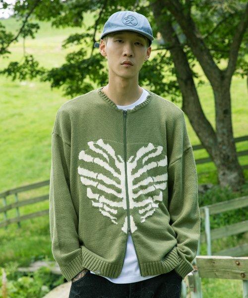 XTK037 보운 니트 집업 (KHAKI)