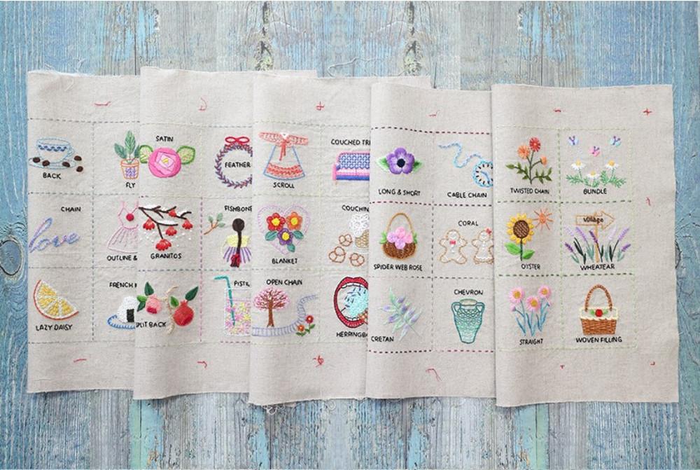 프랑스자수 스티치북 No1~10 도안 프린트원단 (총10장)