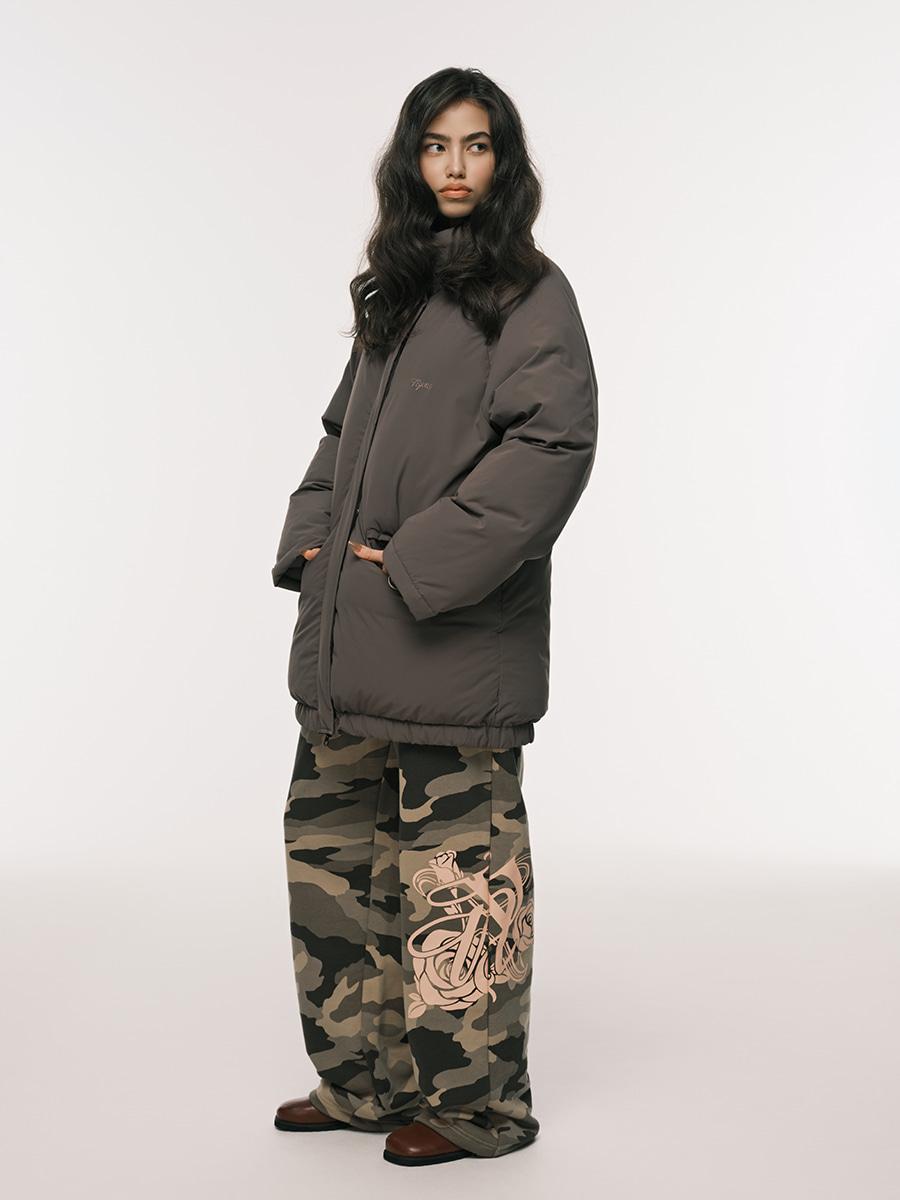 LONG DOWN PUFFER KHAKI BROWN