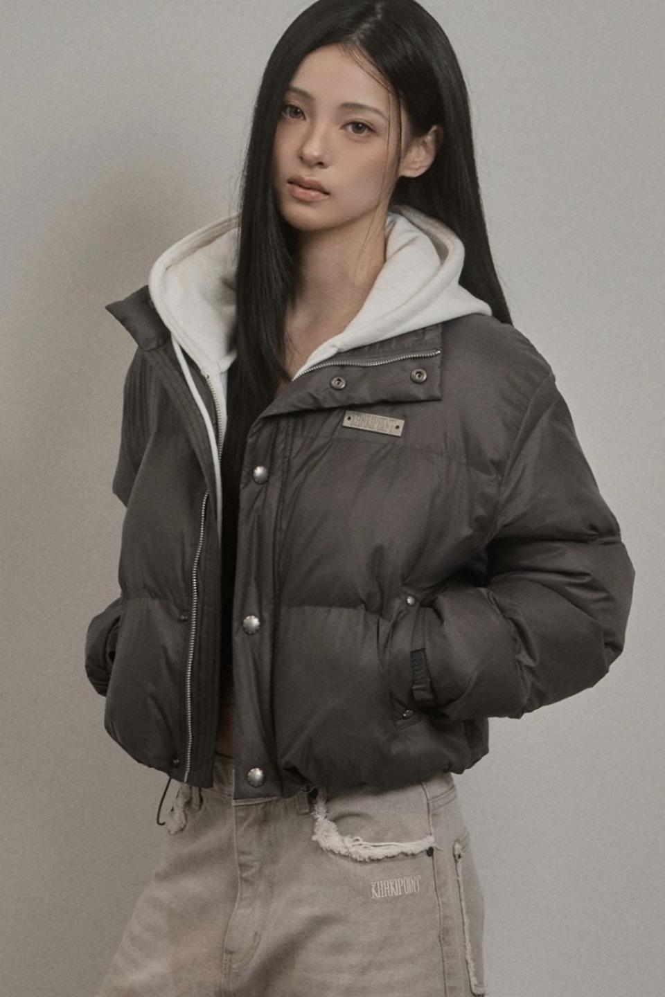 Stud Padded Jacket (charcoal)