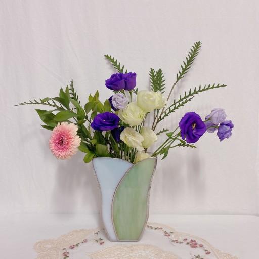 💐 풀잎 와이드 스테인드글라스 화병