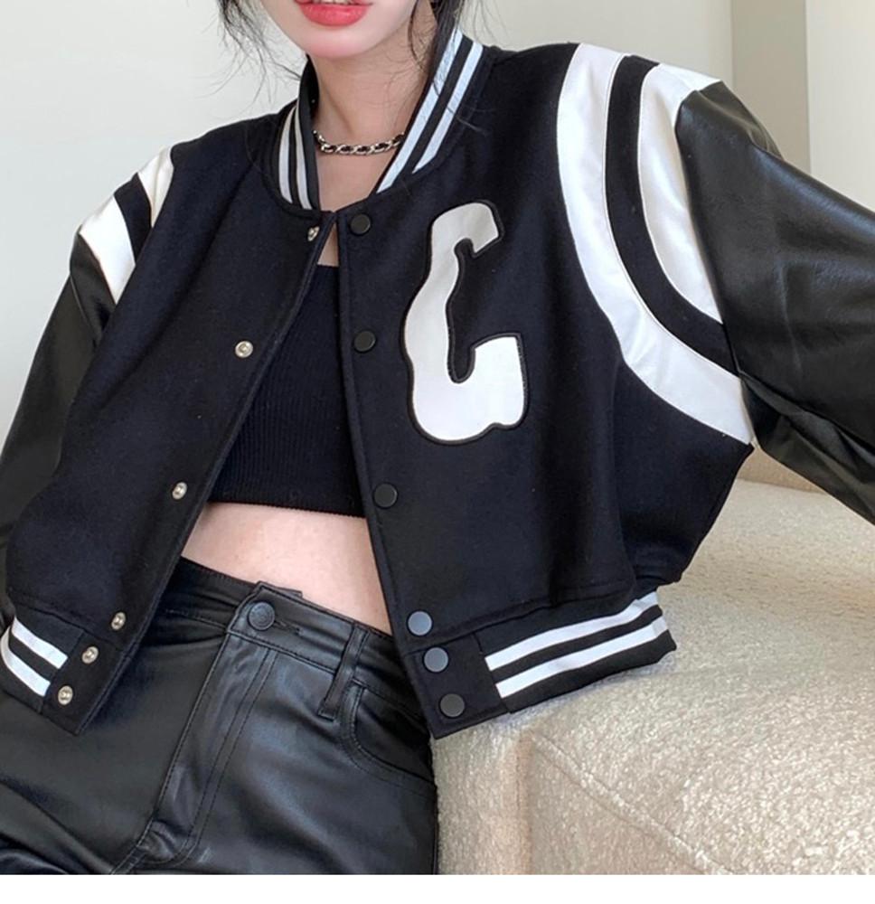 여성 크롭 야구점퍼 디자이너 겨울 블루종