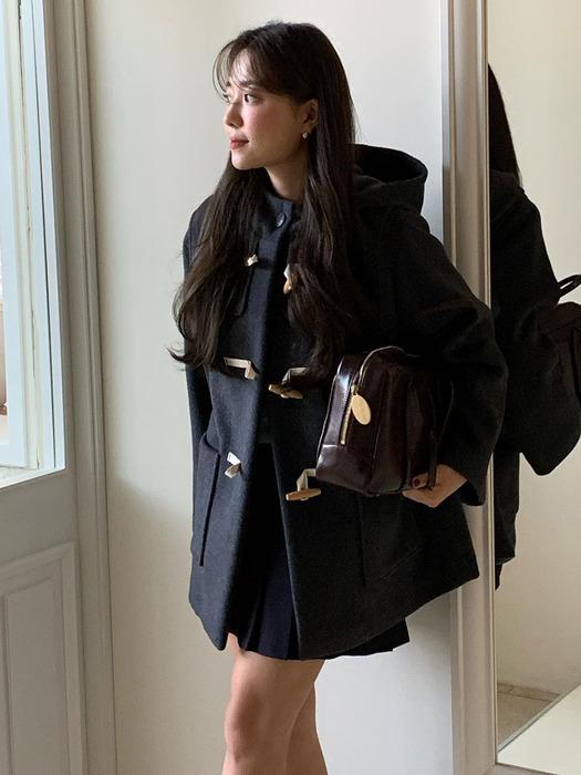 Hooded Duffle Half Coat_3color