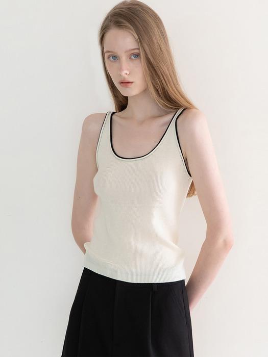Sleeveless slim knit top _ Ivory