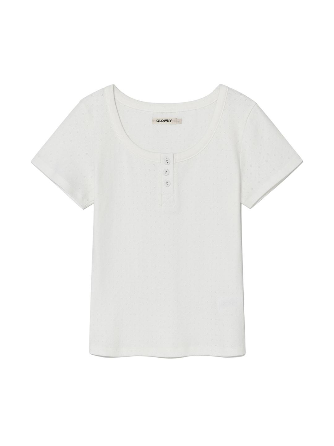 PROVINCE EYELET BUTTON TEE (WHITE)